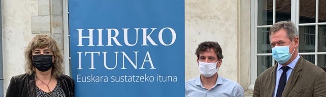 Entrar a la noticia: El Gobierno de Navarra, el Gobierno Vasco, y la Oficina Pública de la Lengua Vasca renuevan el pacto Hiruko Ituna para la promoción del euskera